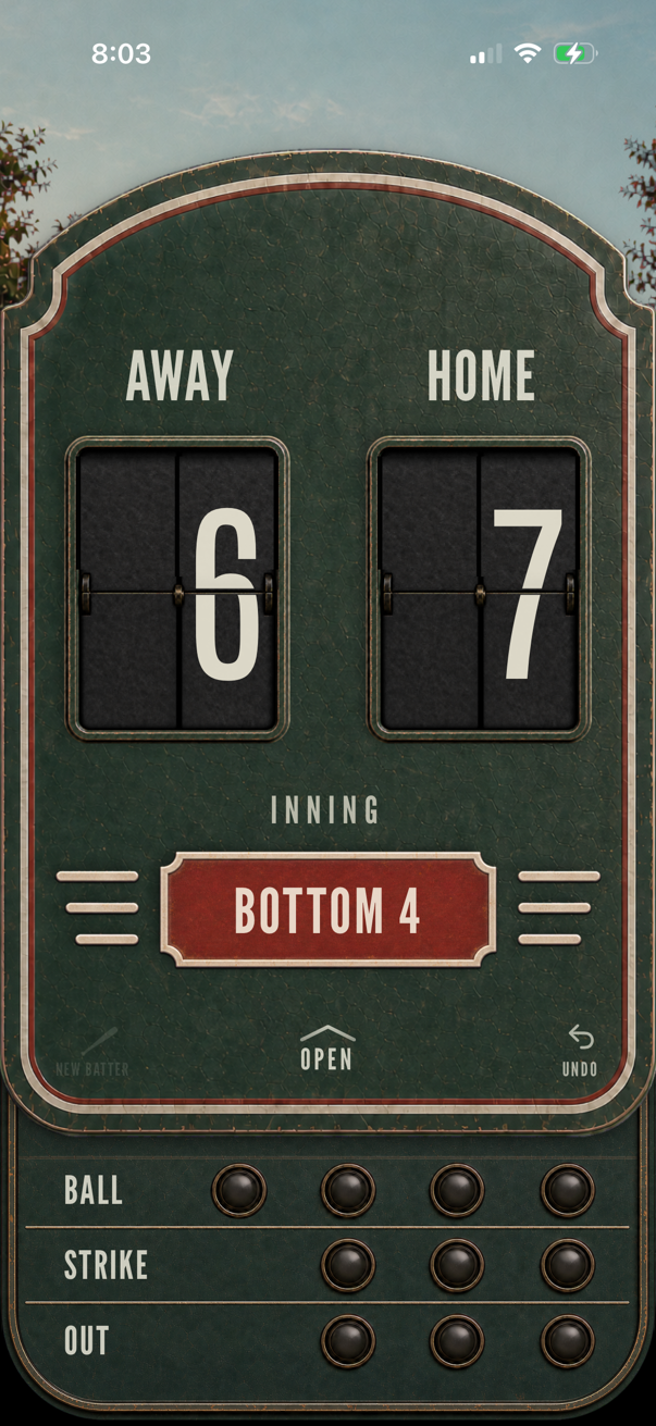 Inning's vintage-inspired scoring interface